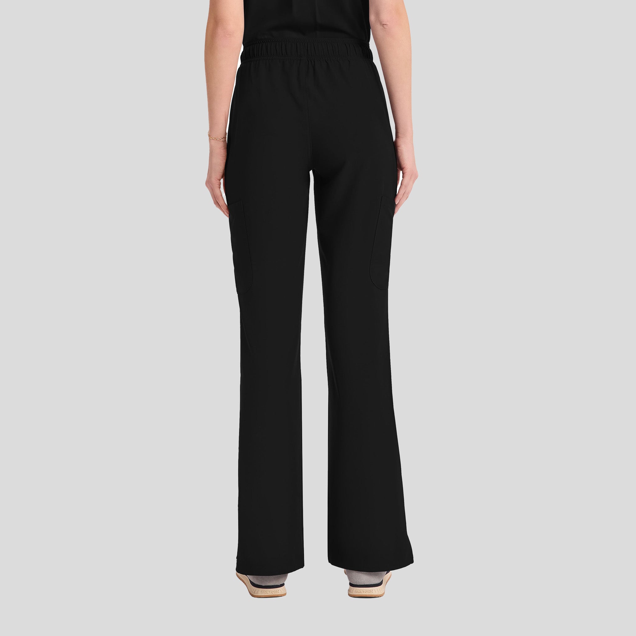 Mid Rise Flare Leg Scrub Pant | Black