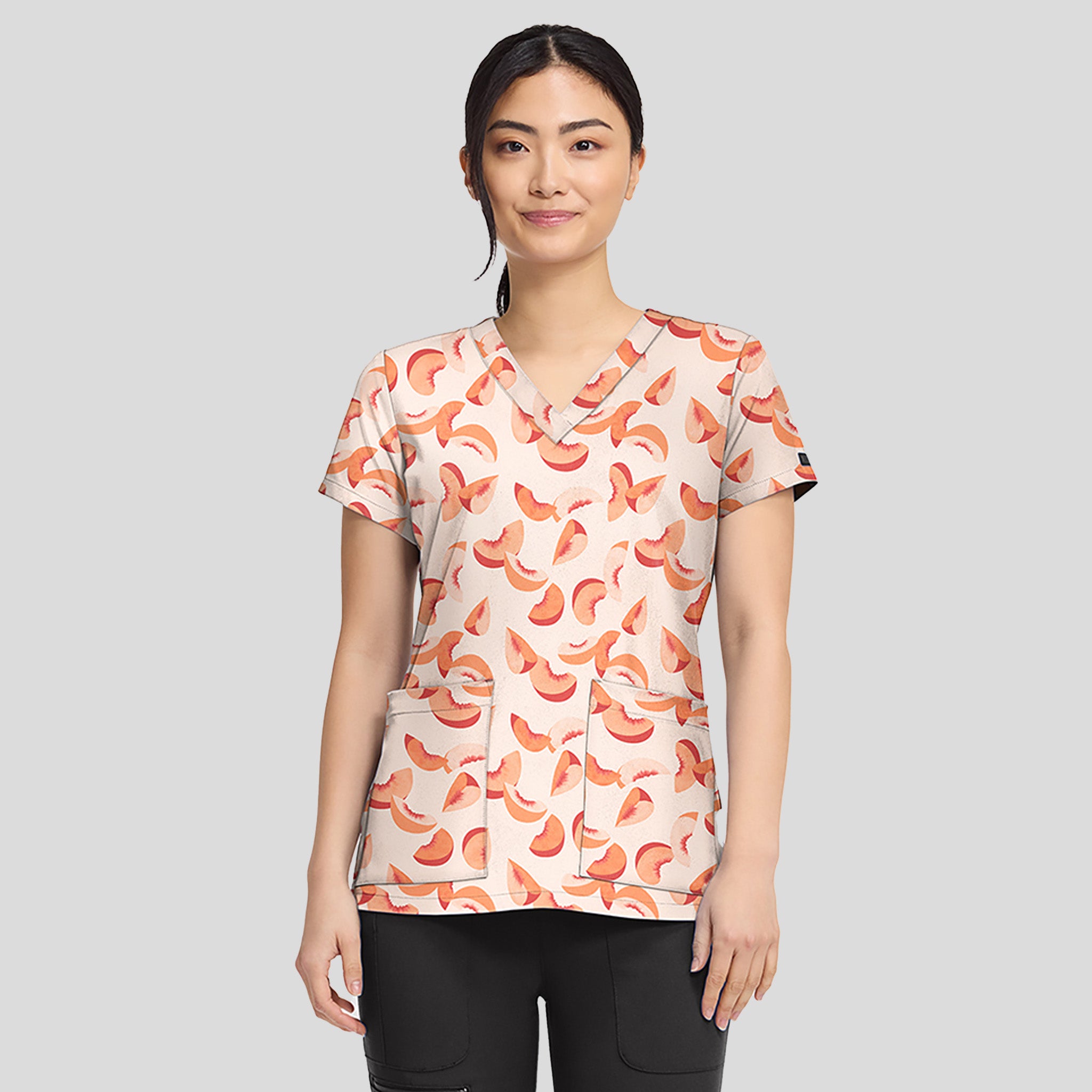 V-Neck Print Top | Just Peachy