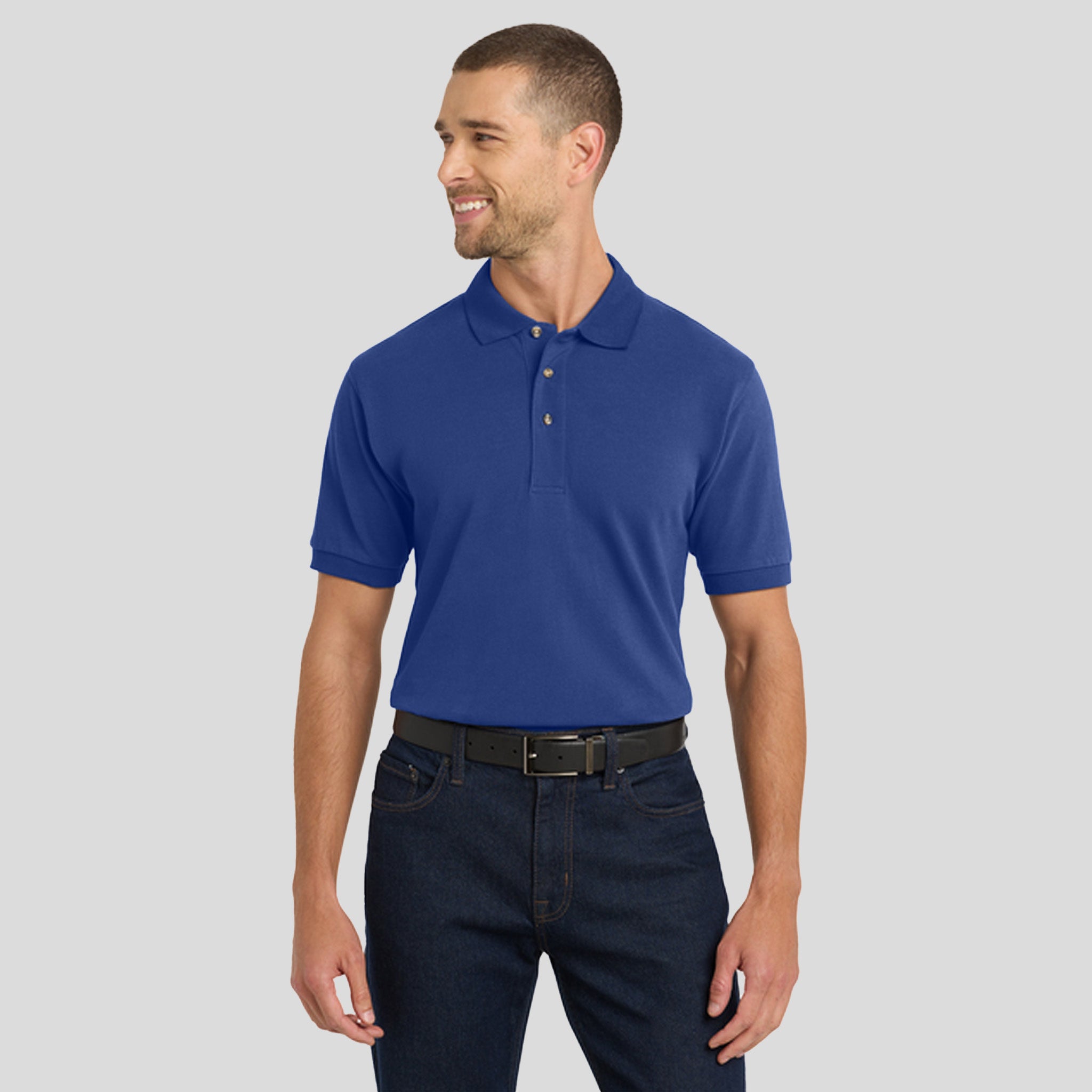 Heavyweight Cotton Pique Polo | Royal