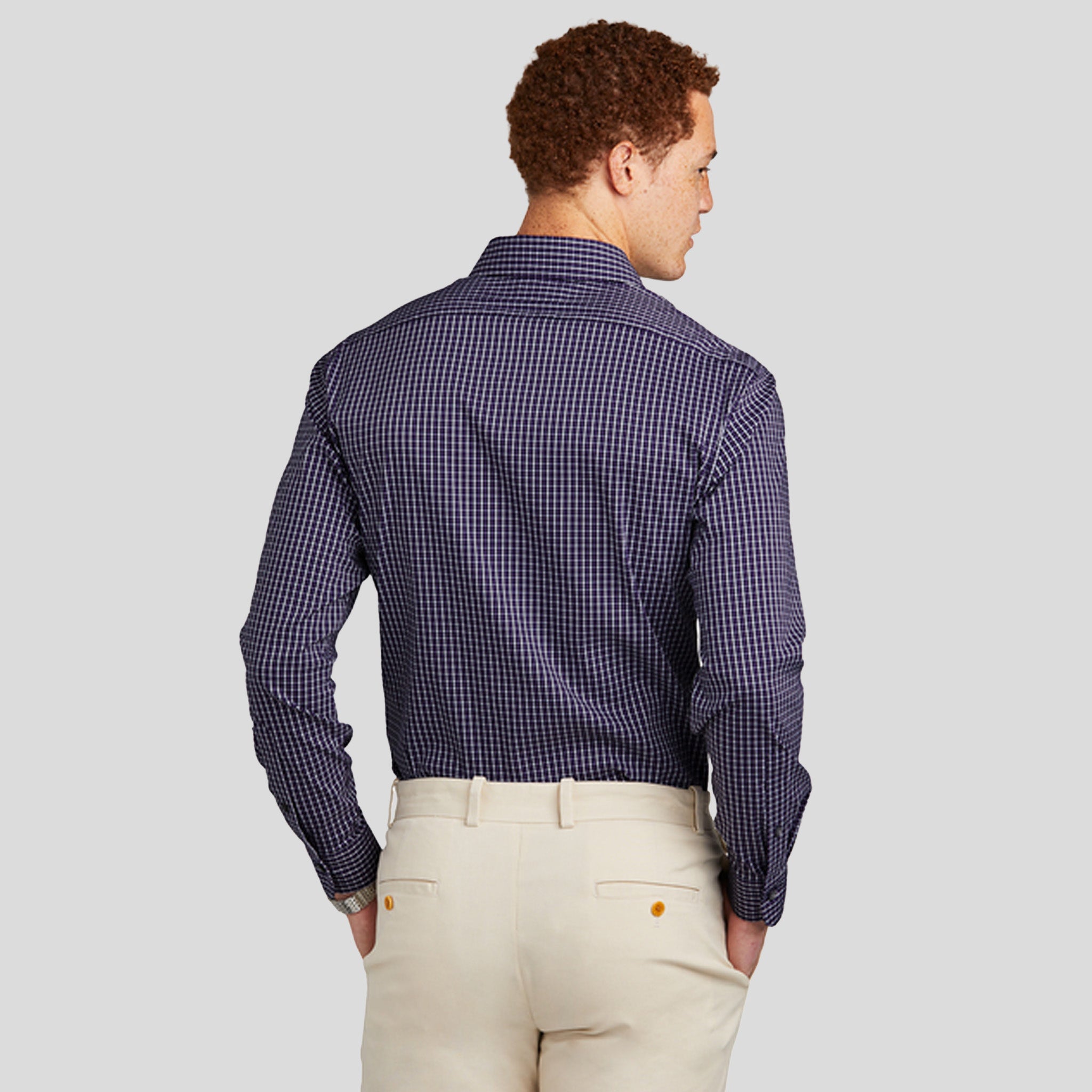 Tech Stretch Patterned Shirt | Navy Blazer Multi Check