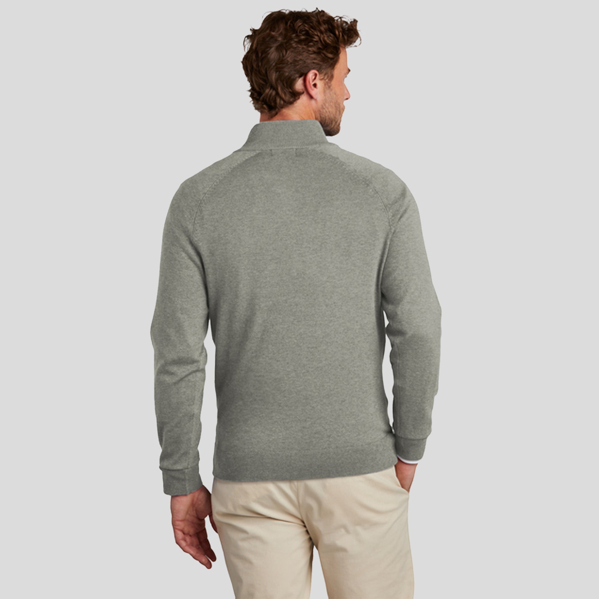 Men's Cotton Stretch 1/4-Zip Sweater | Light Shadow Grey Heather