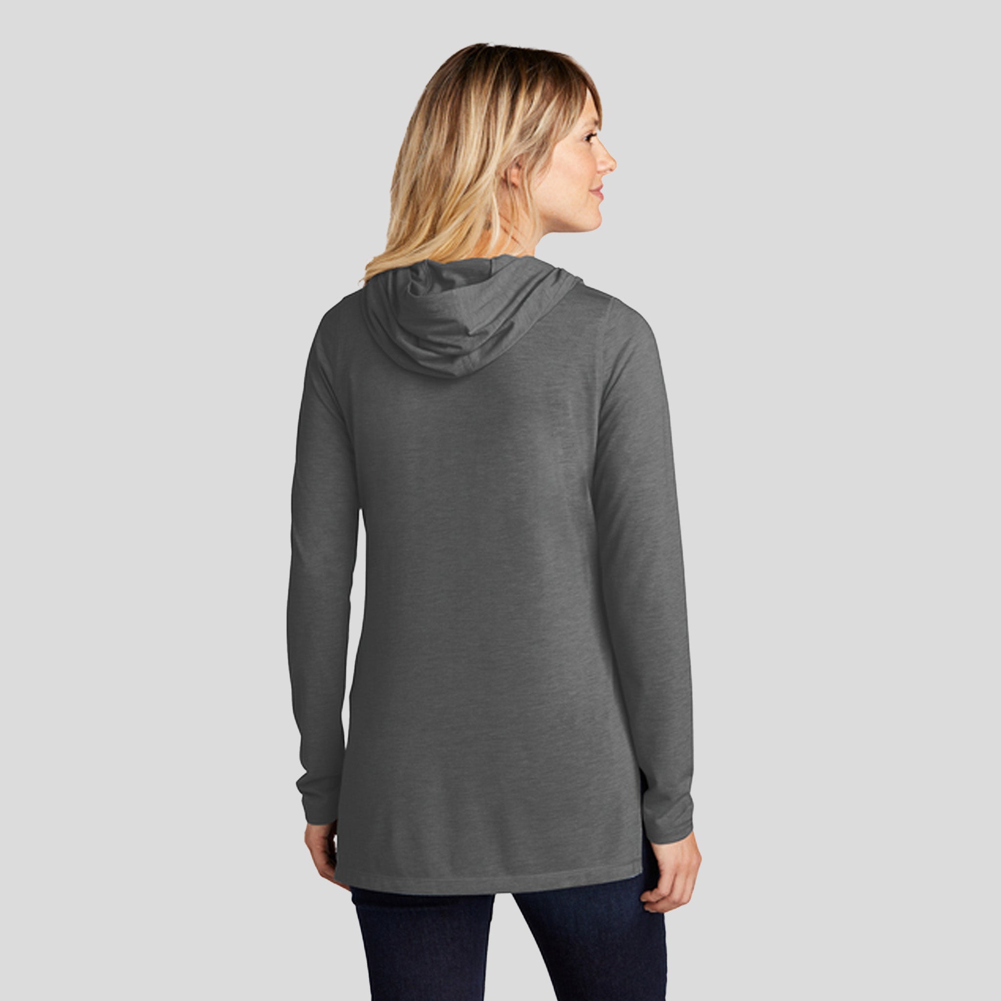 Women's PosiChargeยฎ Tri-Blend Wicking Long Sleeve Hoodie | Dark Grey Heather