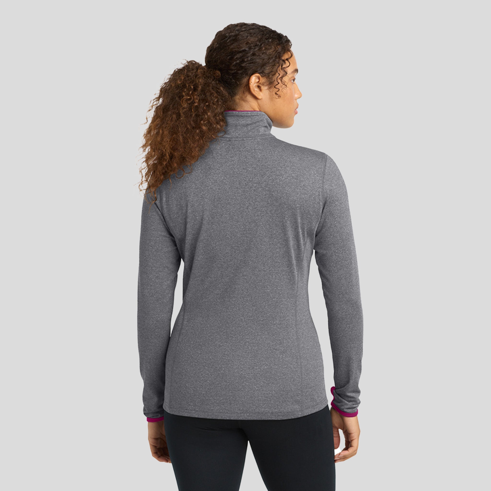 Women's Sport-Wickยฎ Stretch Contrast Full-Zip Jacket | Charcoal Grey Heather/Pink Rush