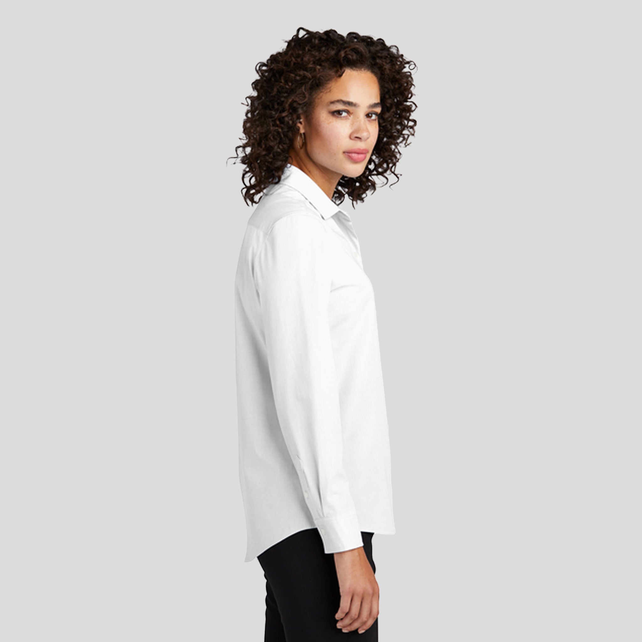 Womenβs Long Sleeve Stretch Woven Shirt | White