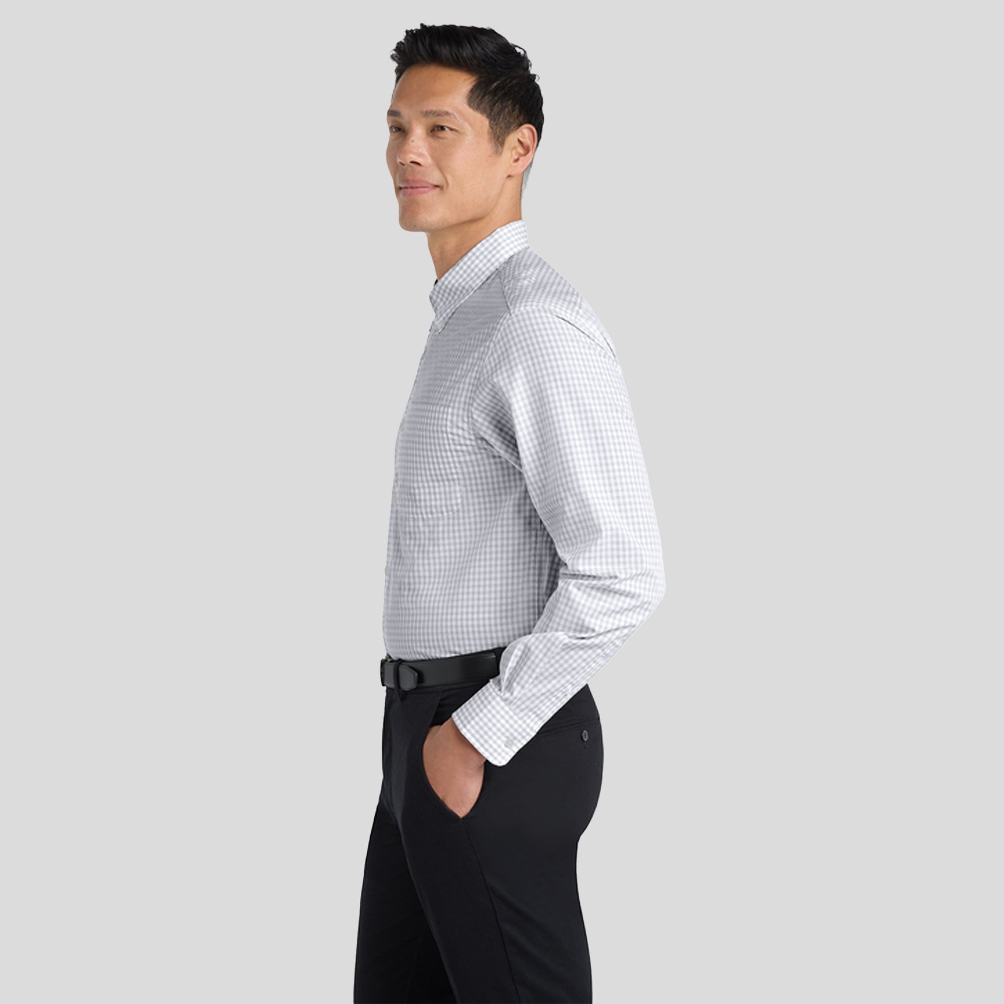 Plaid Pattern Easy Care Shirt | White