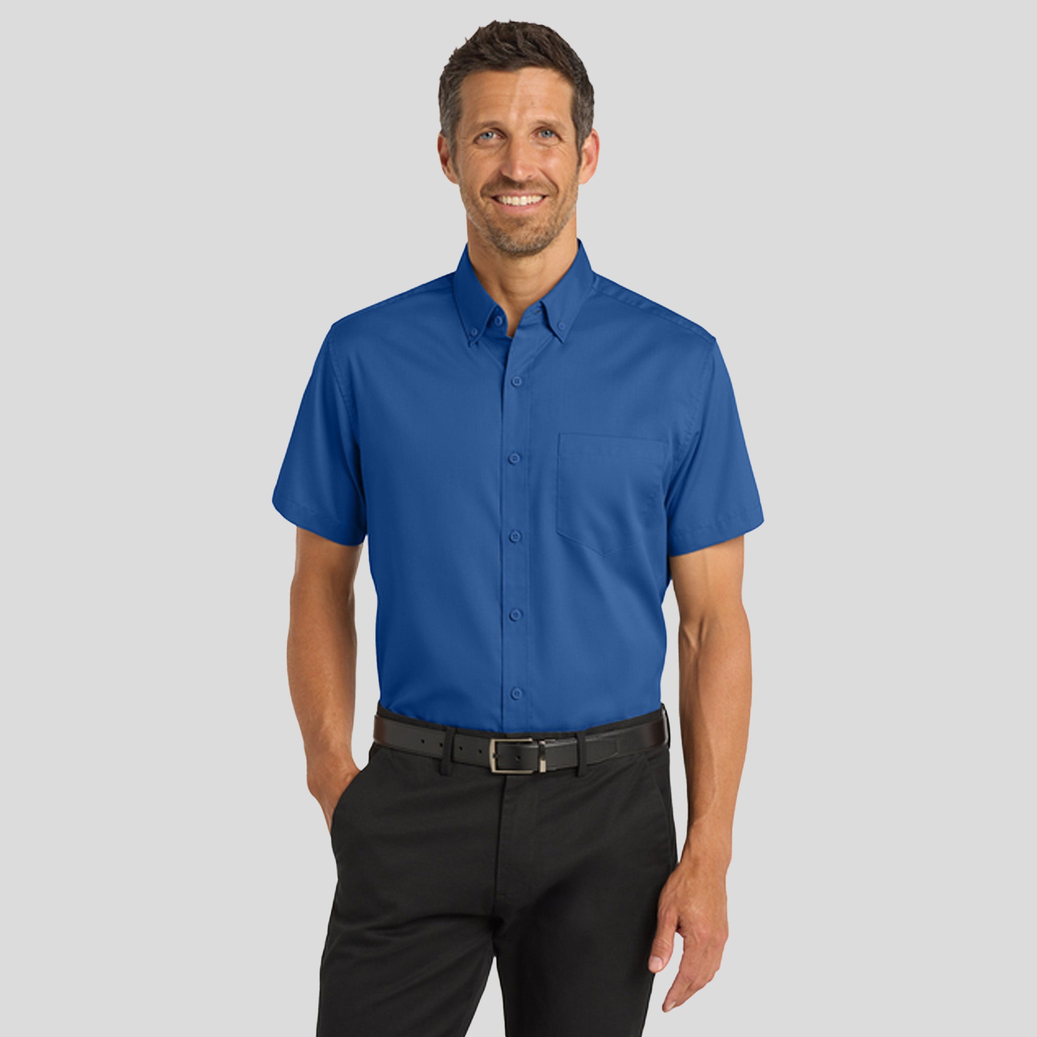 Men's Short Sleeve SuperProβ’ Twill Shirt | True Blue
