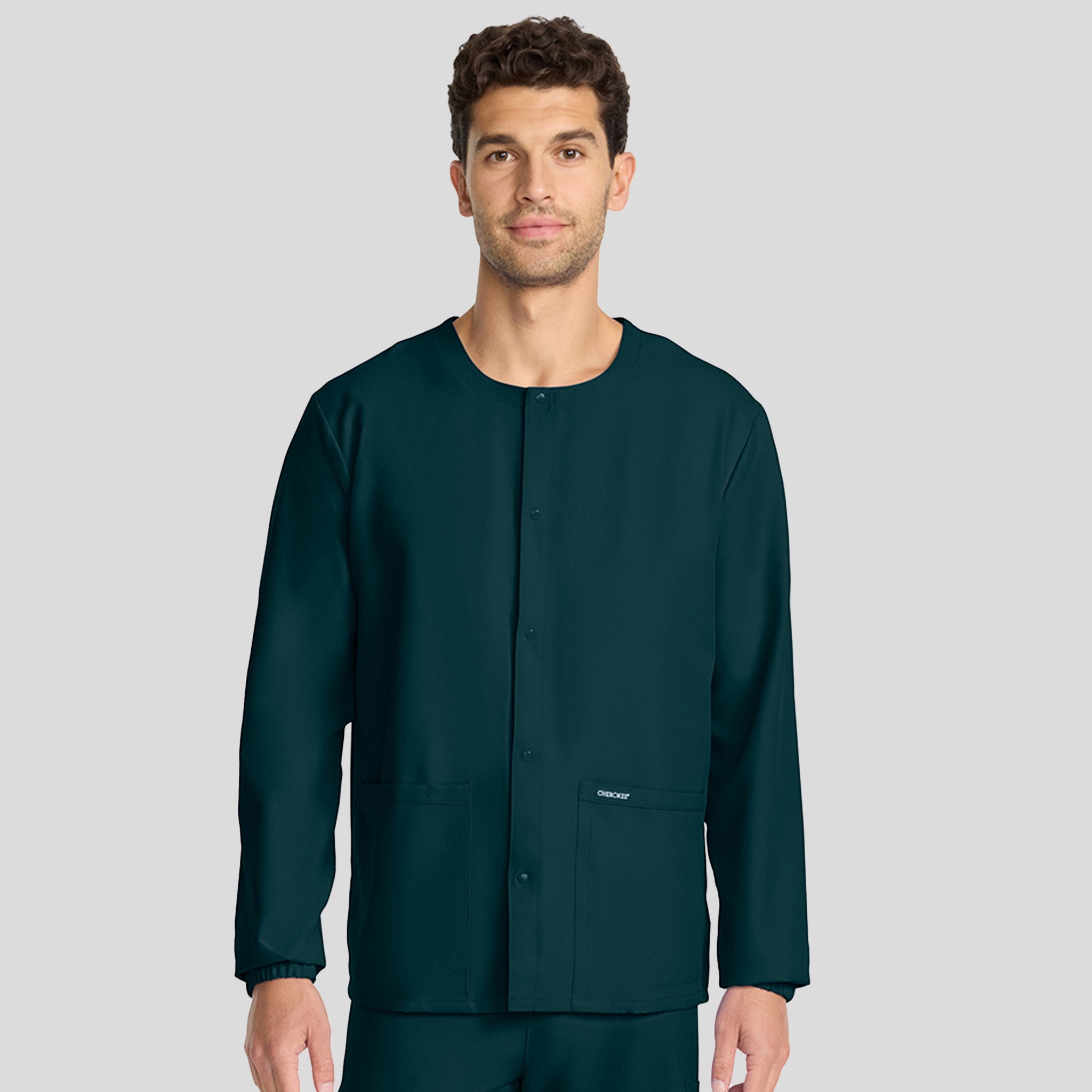 Unisex Snap-Front Crew Neck Scrub Jacket | Caribbean