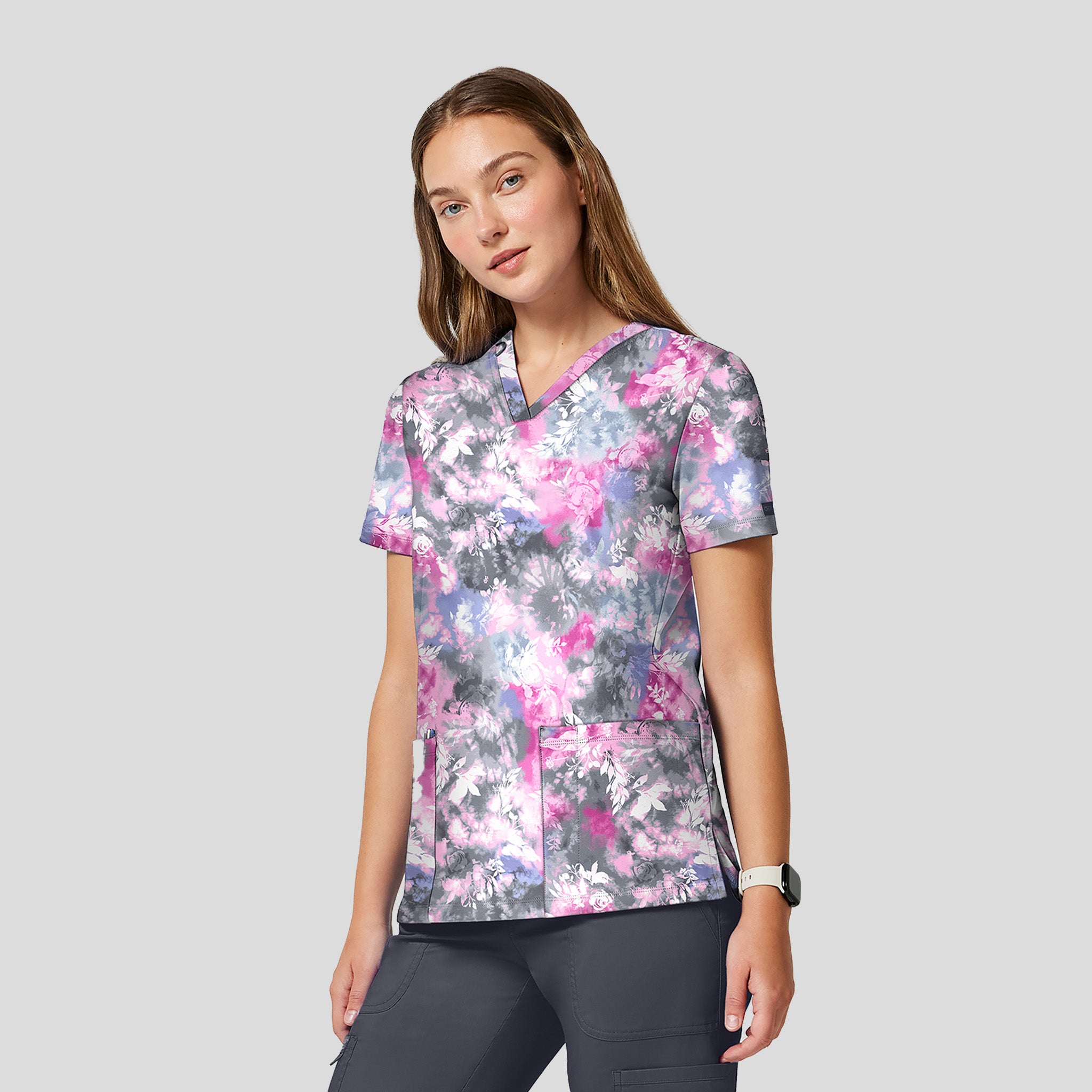 2 Pocket Print Top | Tye Dye Petals