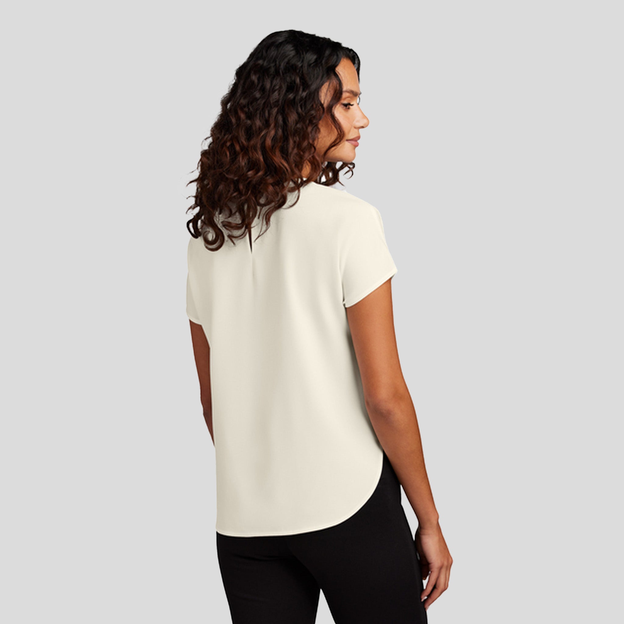 Women's Stretch Crepe Crew | Ivory Chiffon