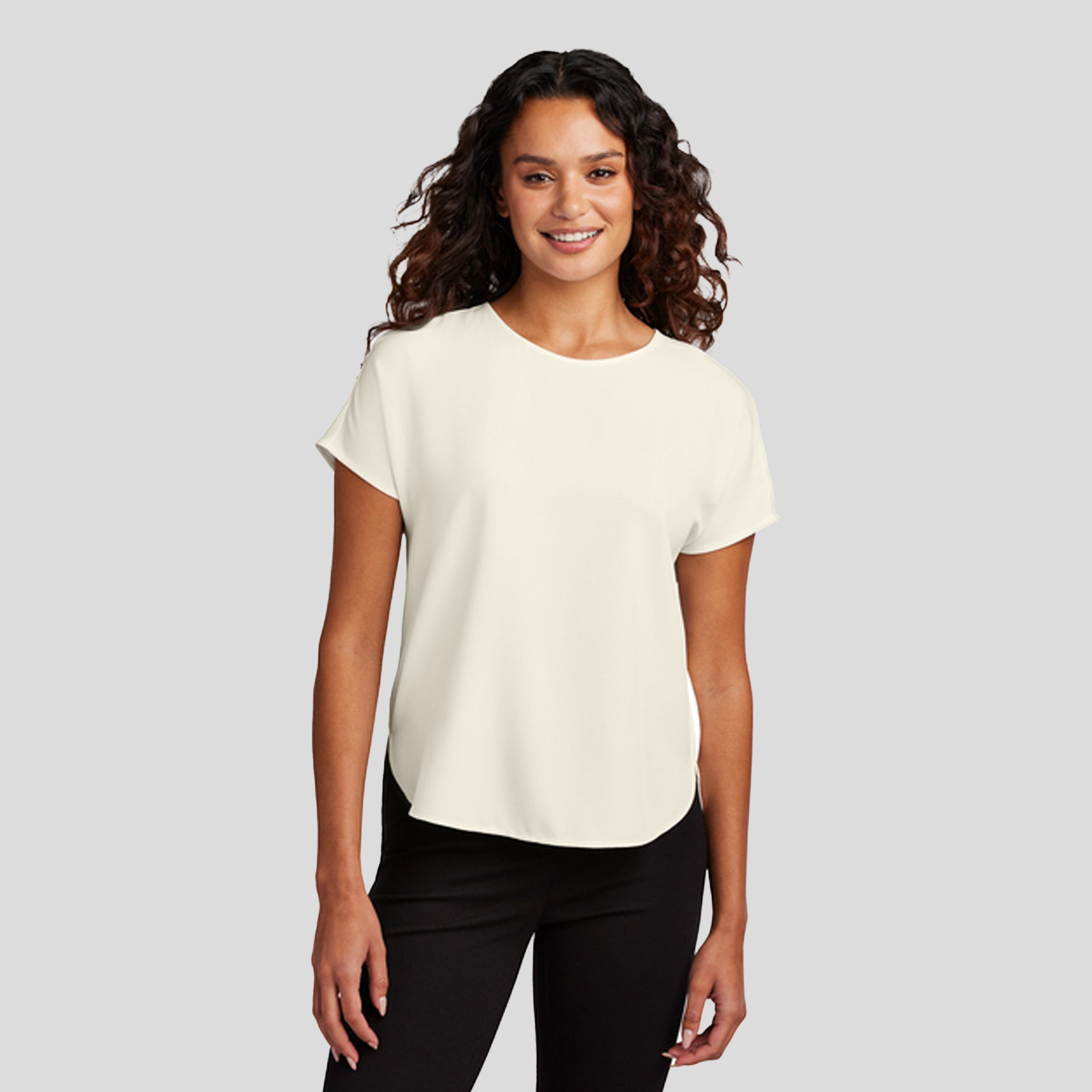 Women's Stretch Crepe Crew | Ivory Chiffon