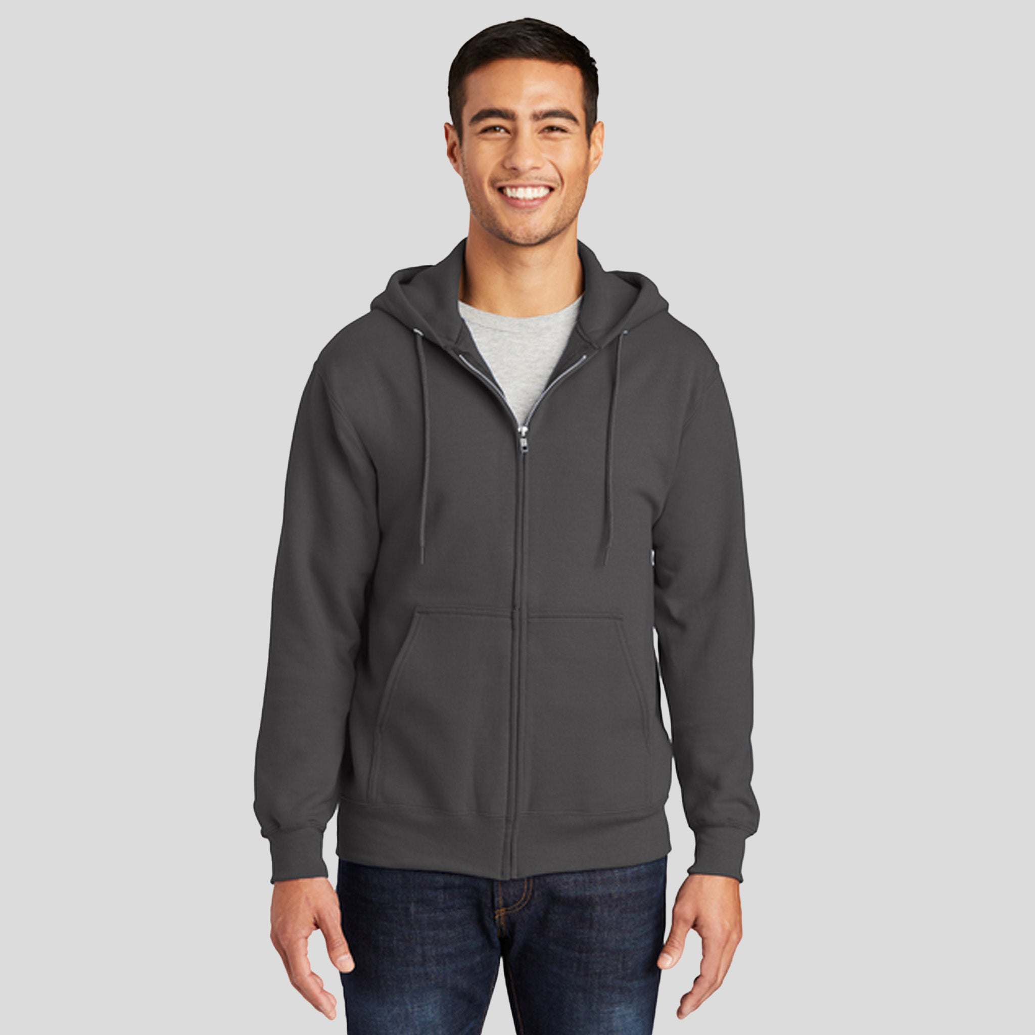 Tall Essential Fleece Full-Zip Hooded Sweatshirt | Charcoal