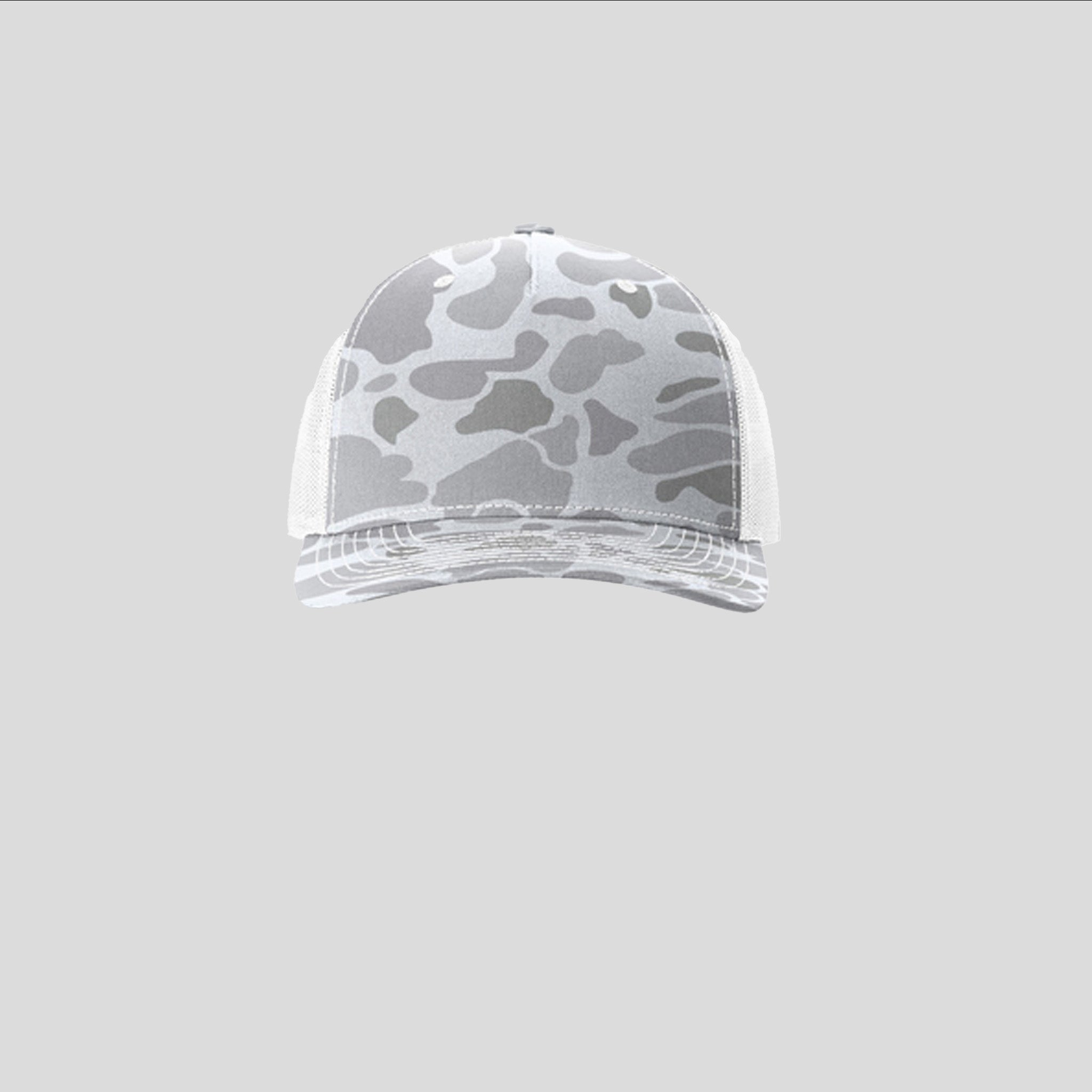 Printed Five-Panel Trucker Hat | Blizzard Duck Camo/White