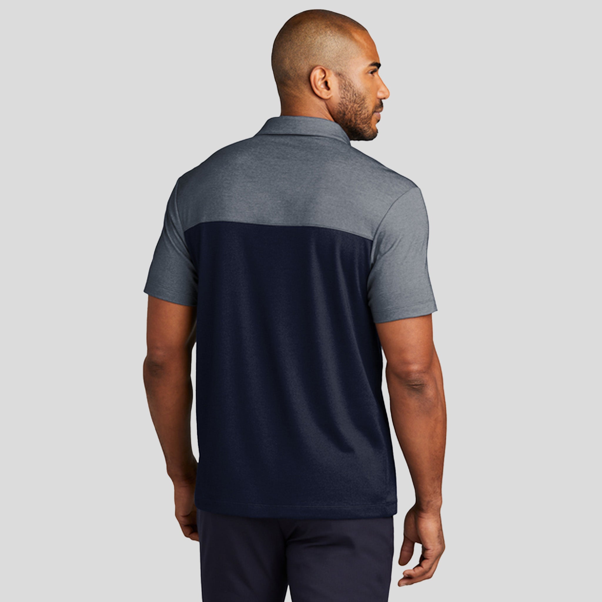 Fine Pique Blend Blocked Polo | River Blue Navy/River Blue Navy Heather