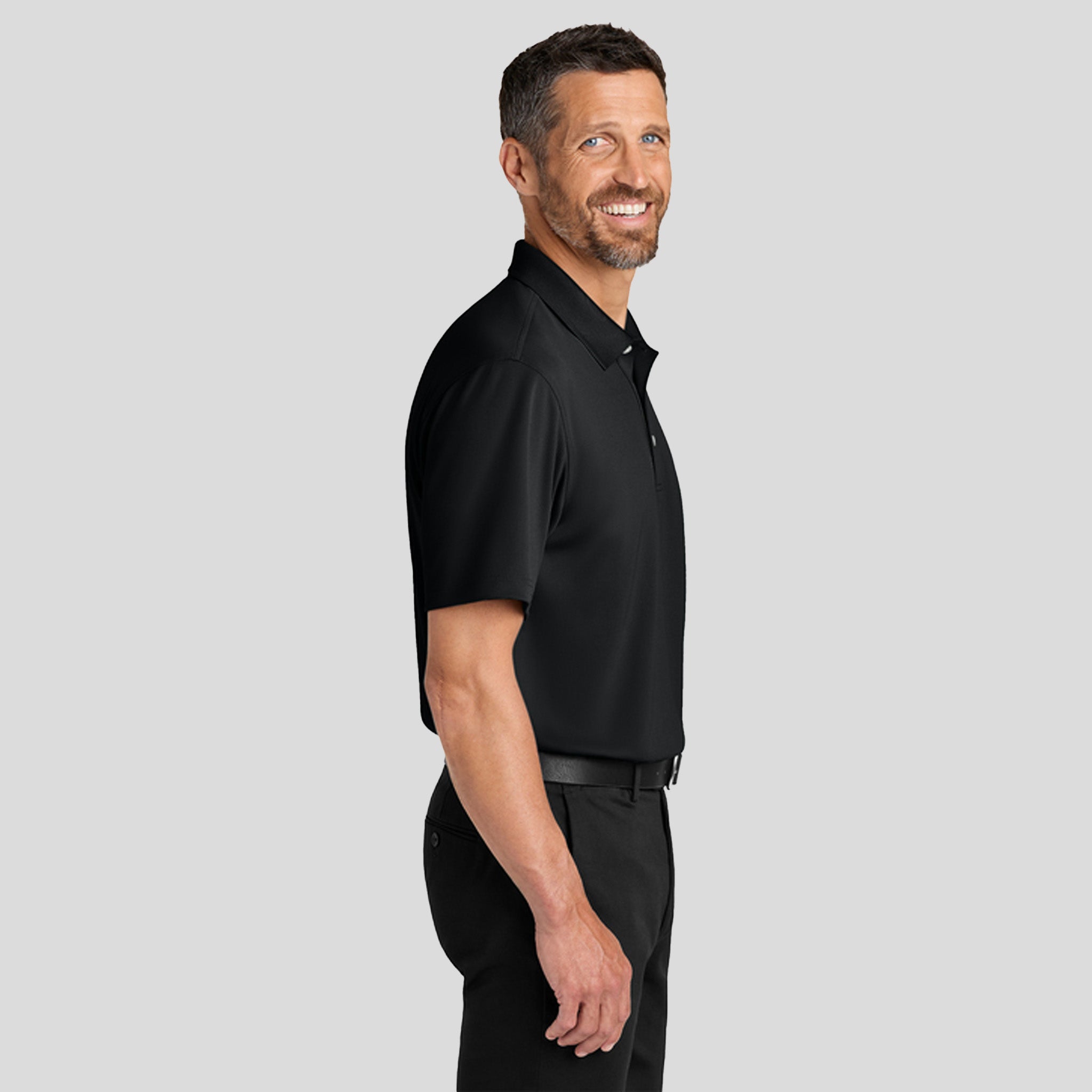 Men's Dry Zone® Stain-Release Grid Polo | Deep Black