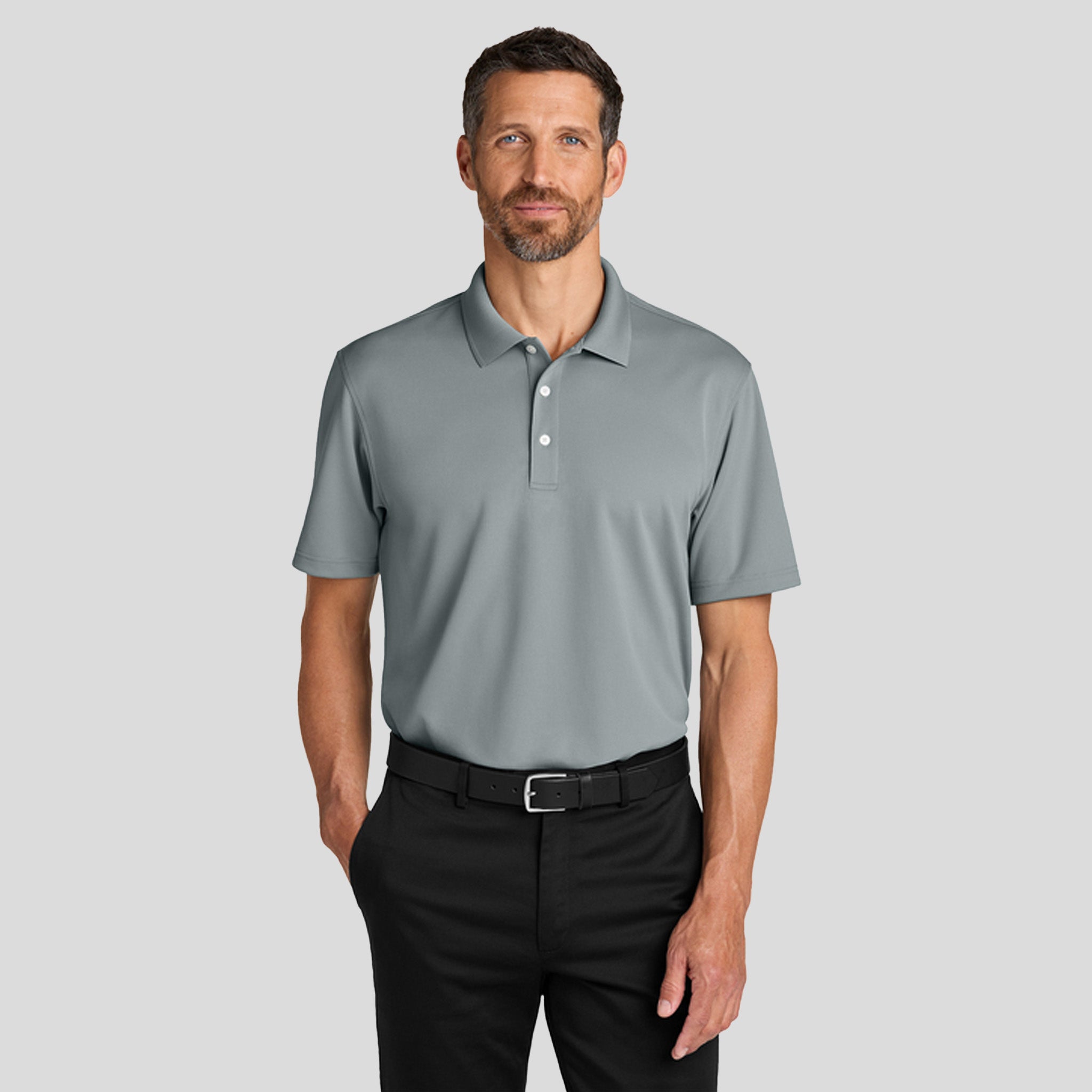 Men's Dry Zone® Stain-Release Grid Polo | Light Sterling Grey