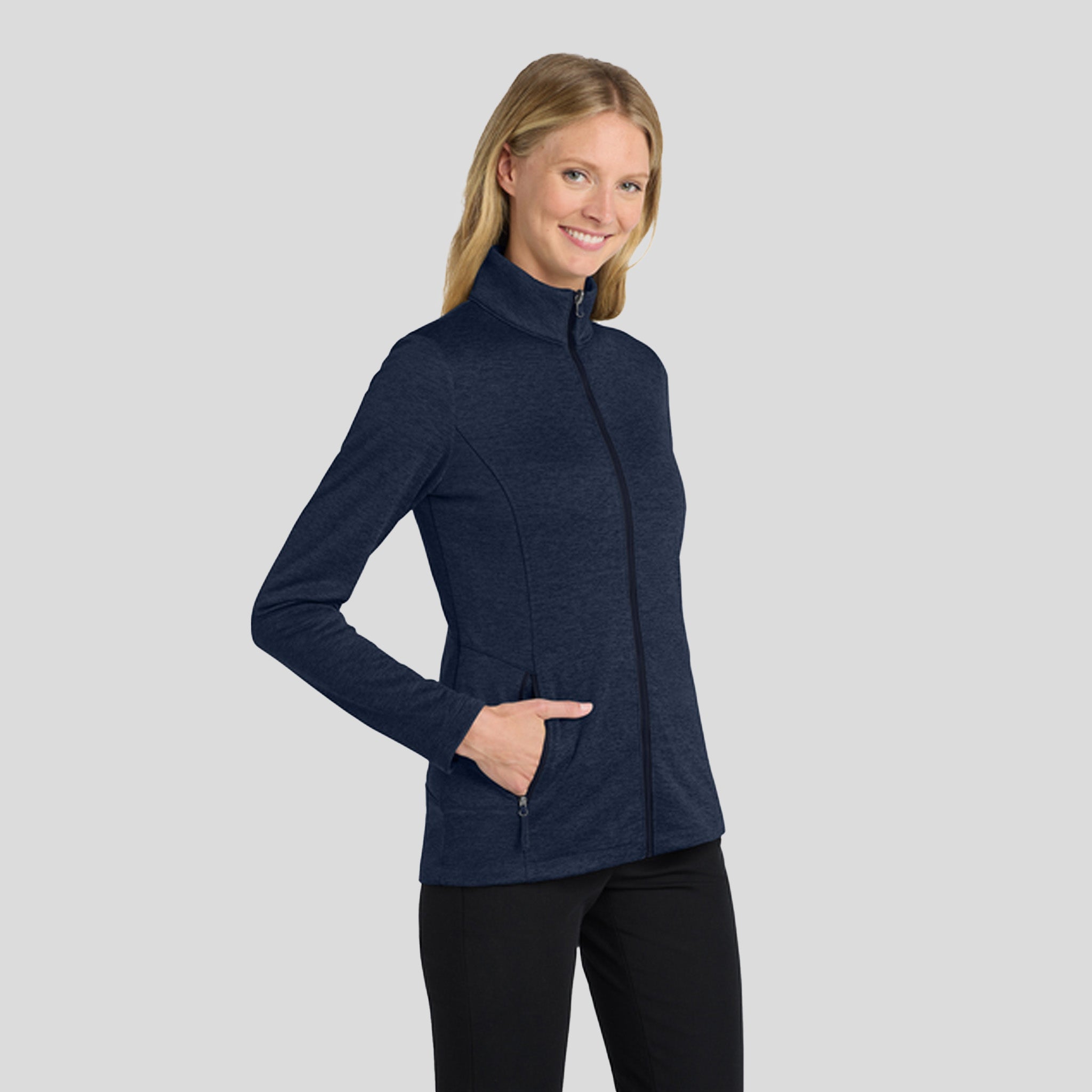 Women's Collective Striated Fleece Jacket | River Blue Navy Heather