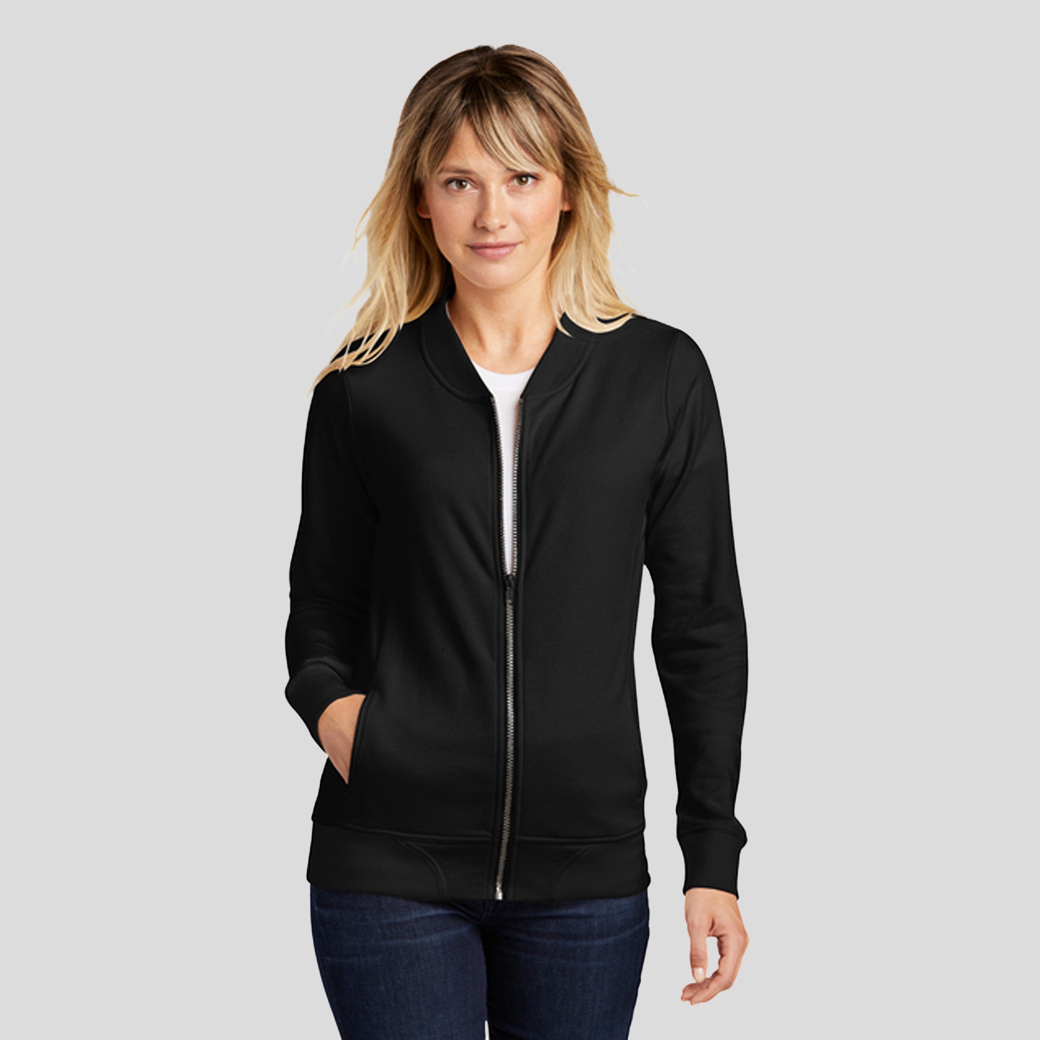 Women's Lightweight French Terry Bomber | Black