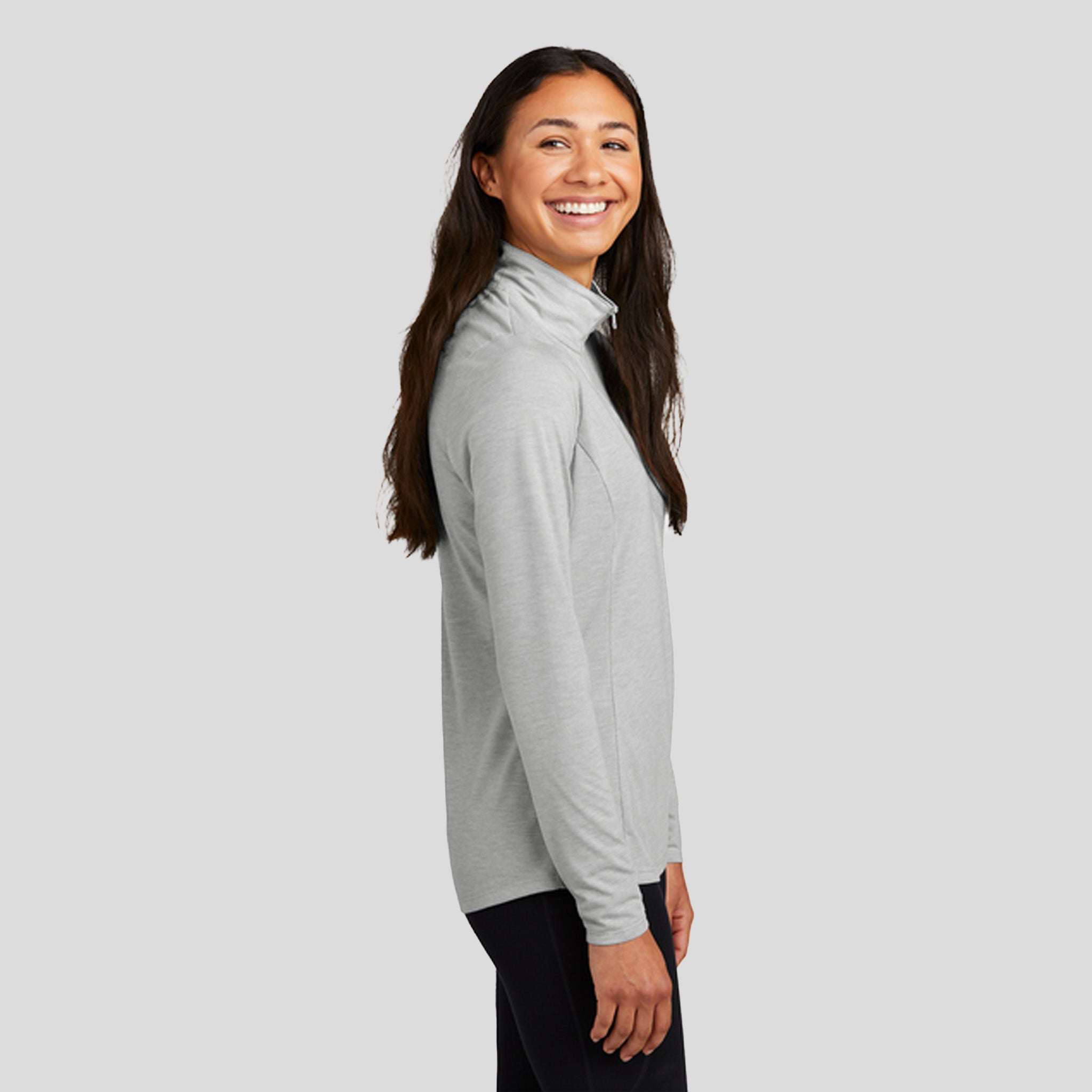 Women's PosiCharge ® Tri-Blend Wicking 1/4-Zip Pullover | Light Grey Heather