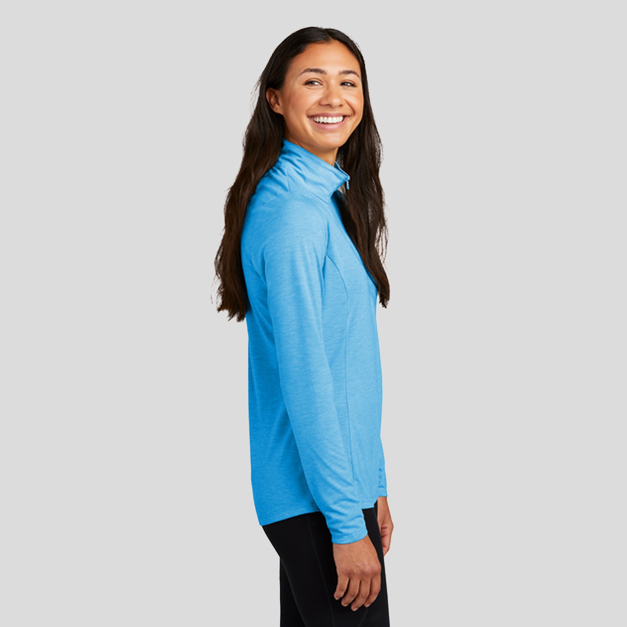 Women's PosiCharge ® Tri-Blend Wicking 1/4-Zip Pullover | Pond Blue Heather