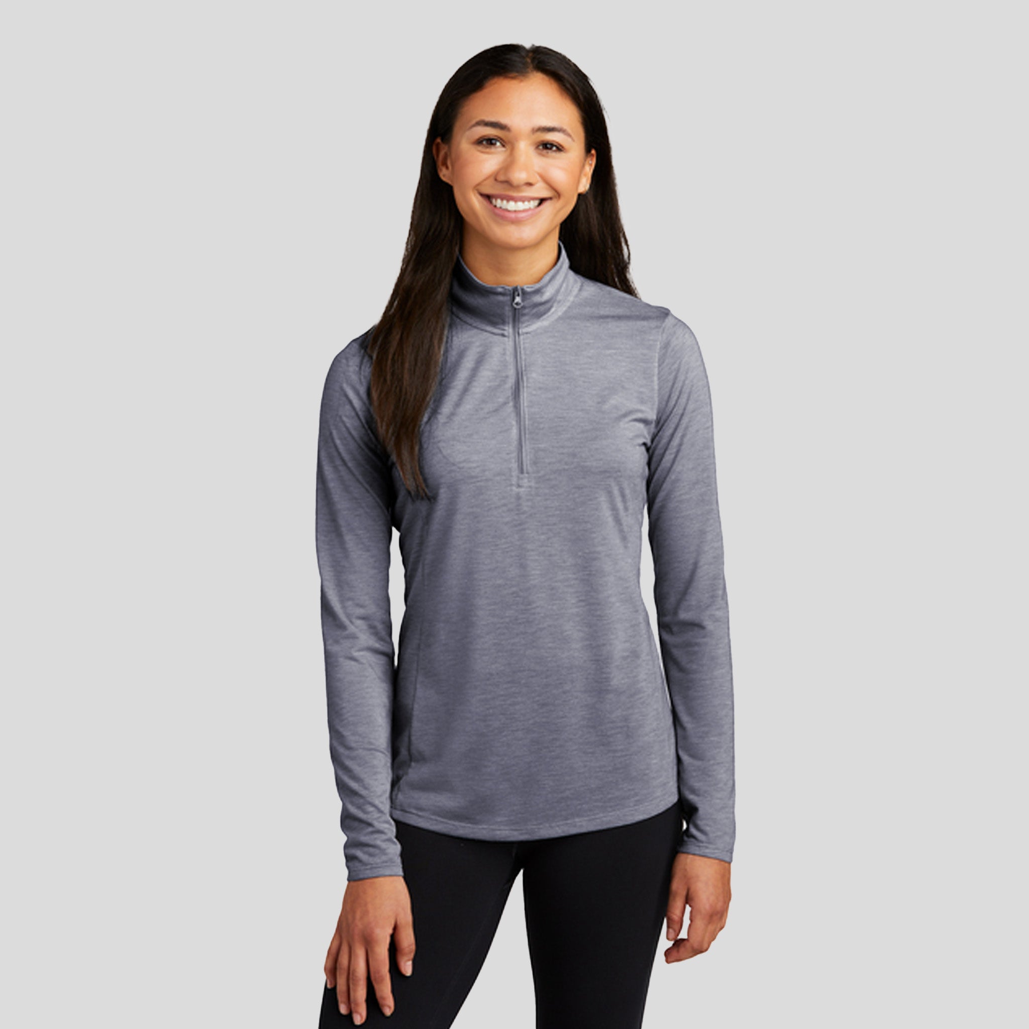 Women's PosiCharge ® Tri-Blend Wicking 1/4-Zip Pullover | True Navy Heather