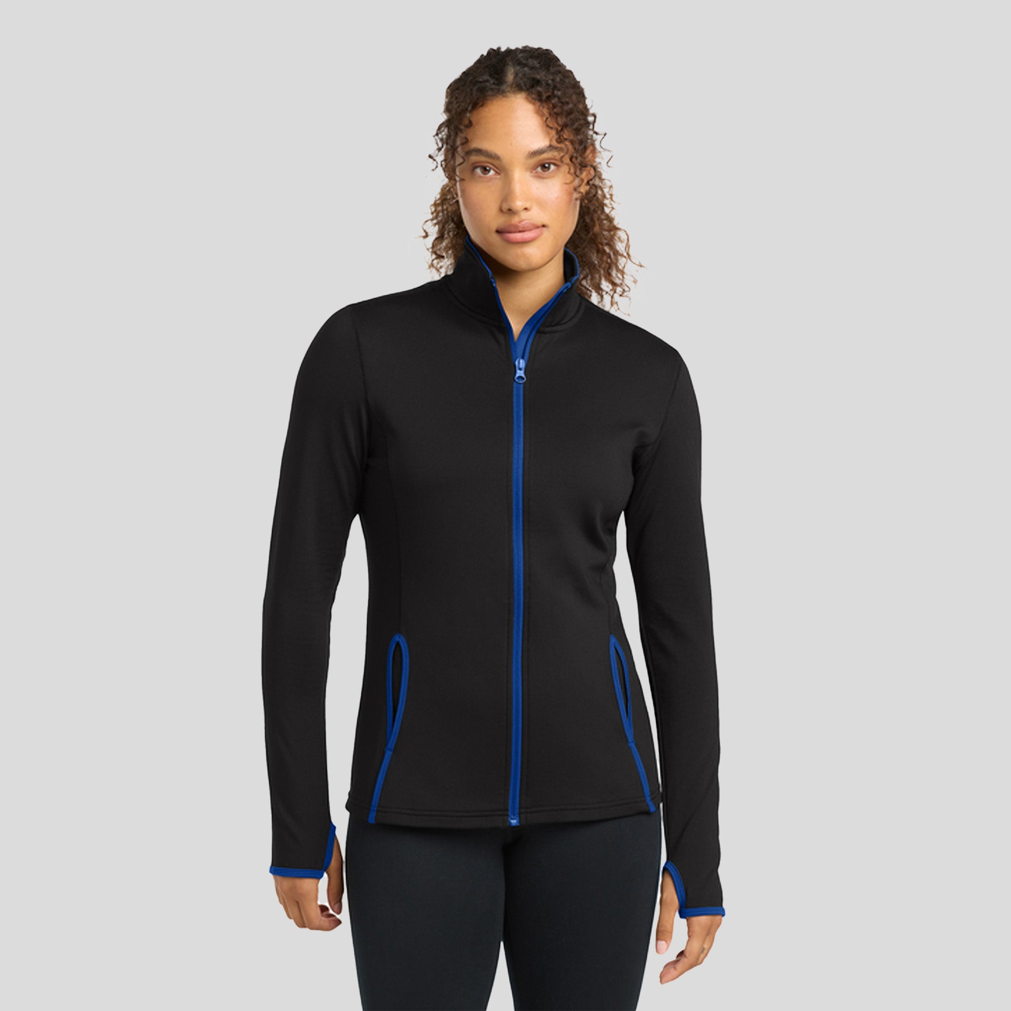 Women's Sport-Wick® Stretch Contrast Full-Zip Jacket | Black/True Royal