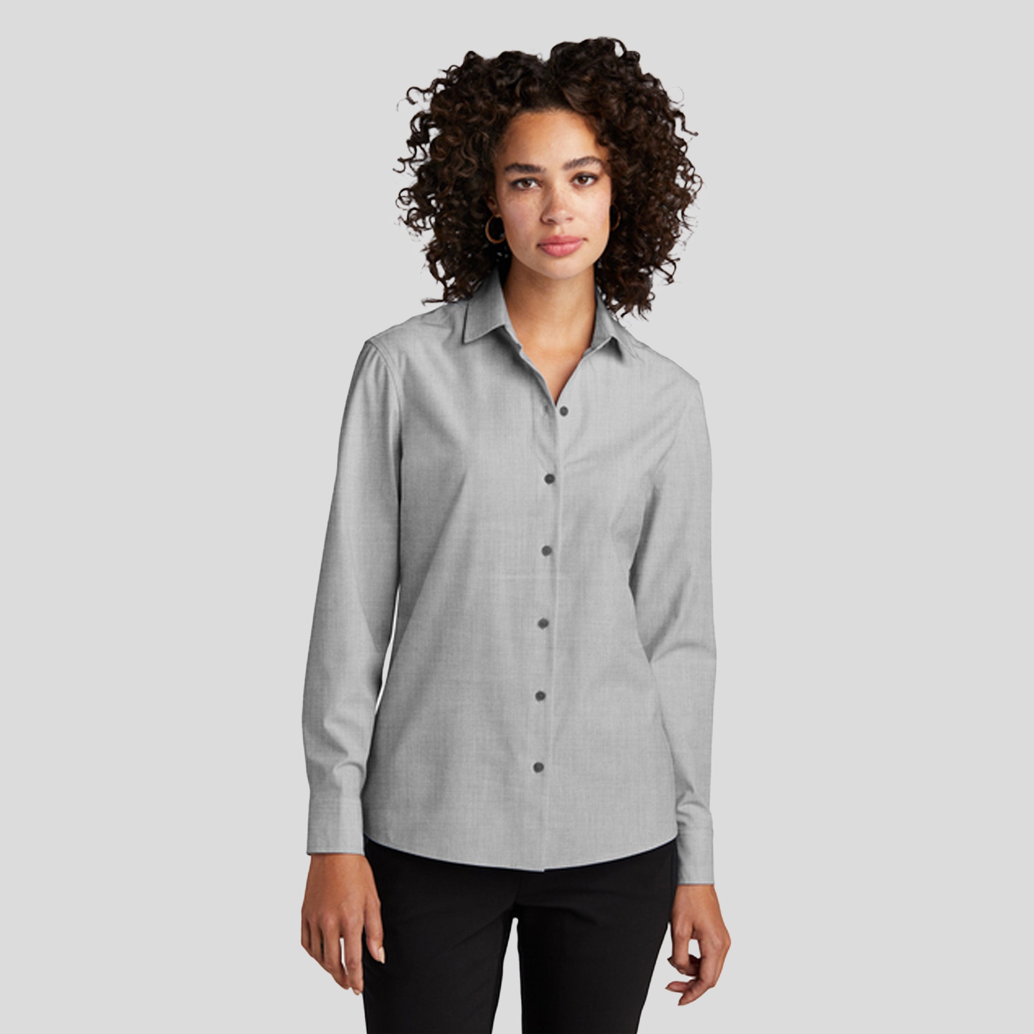 Women’s Long Sleeve Stretch Woven Shirt | Gusty Grey End On End