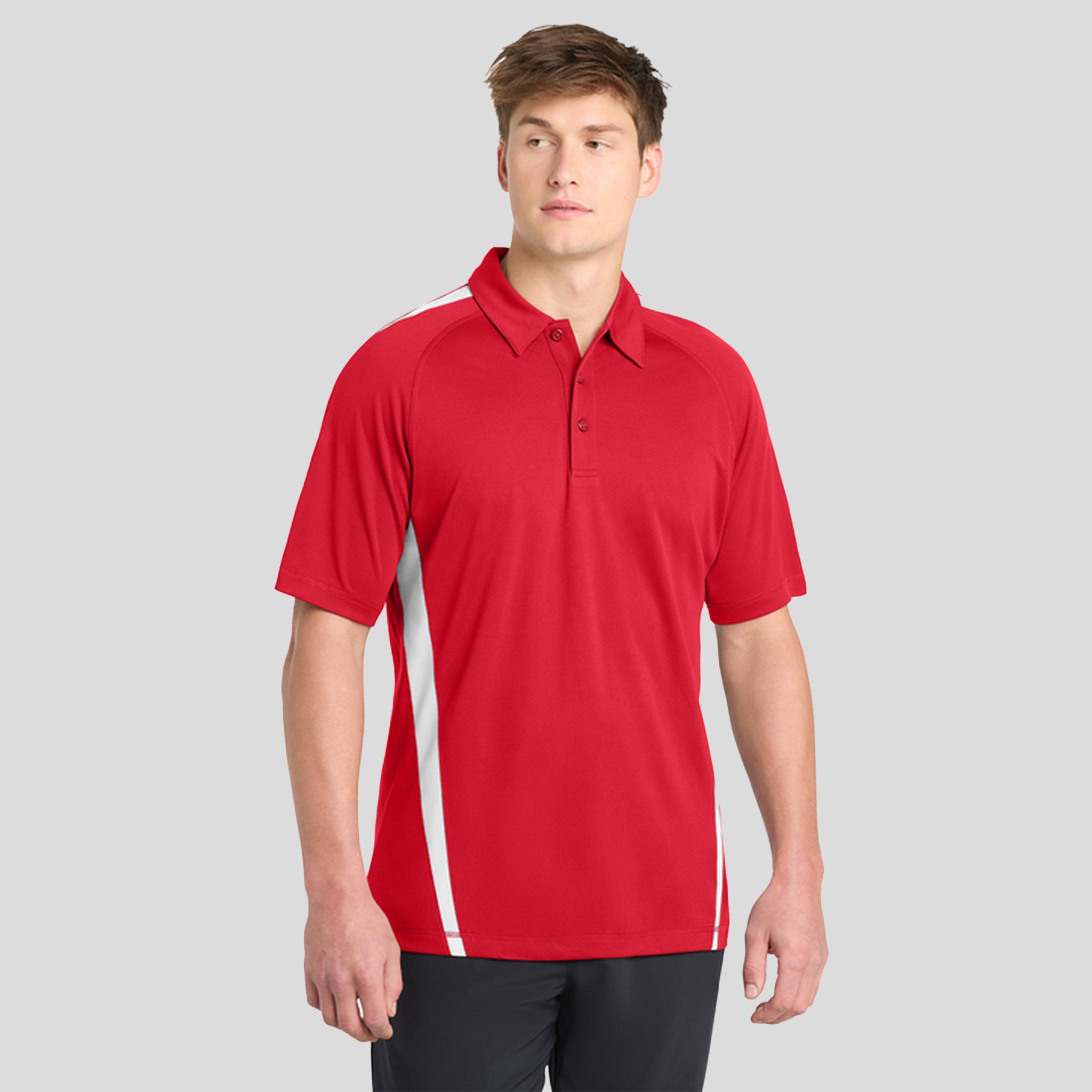 PosiCharge® Micro-Mesh Colorblock Polo | Red/White