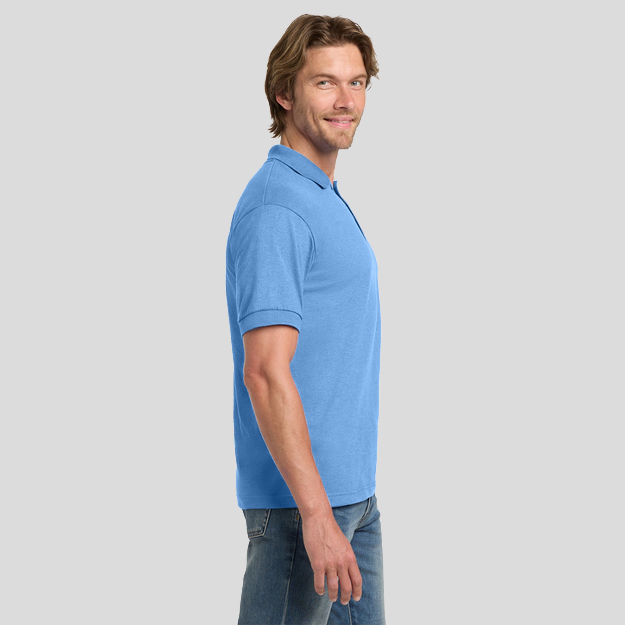 DryBlend® 6-Ounce Jersey Knit Sport Shirt | Carolina Blue