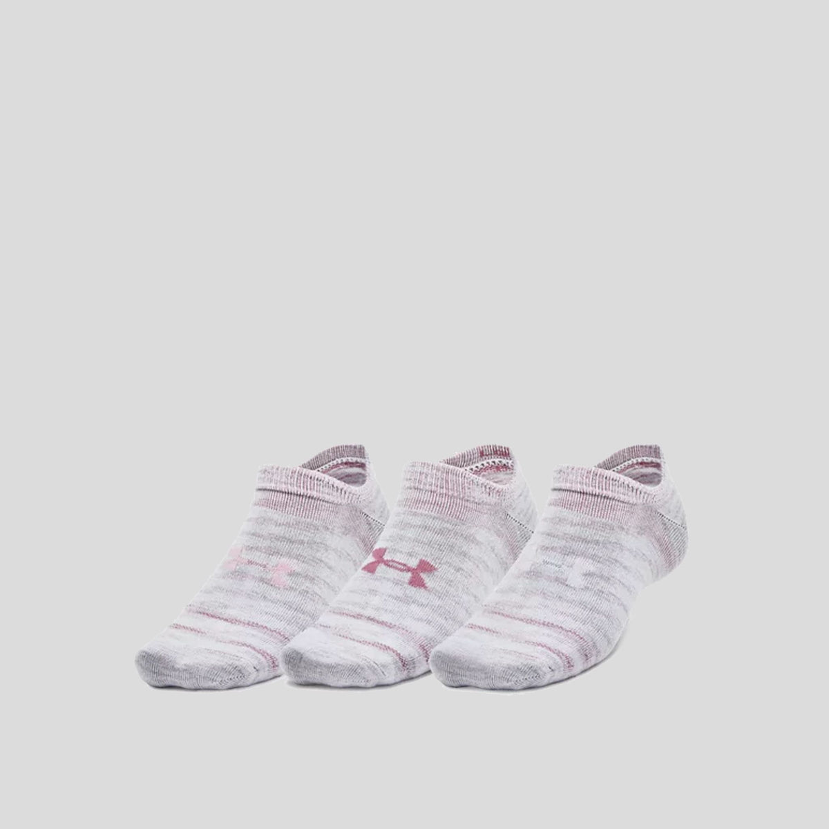 Unisex UA Essential 3-Pack No-Show Socks | White/Pink Elixir