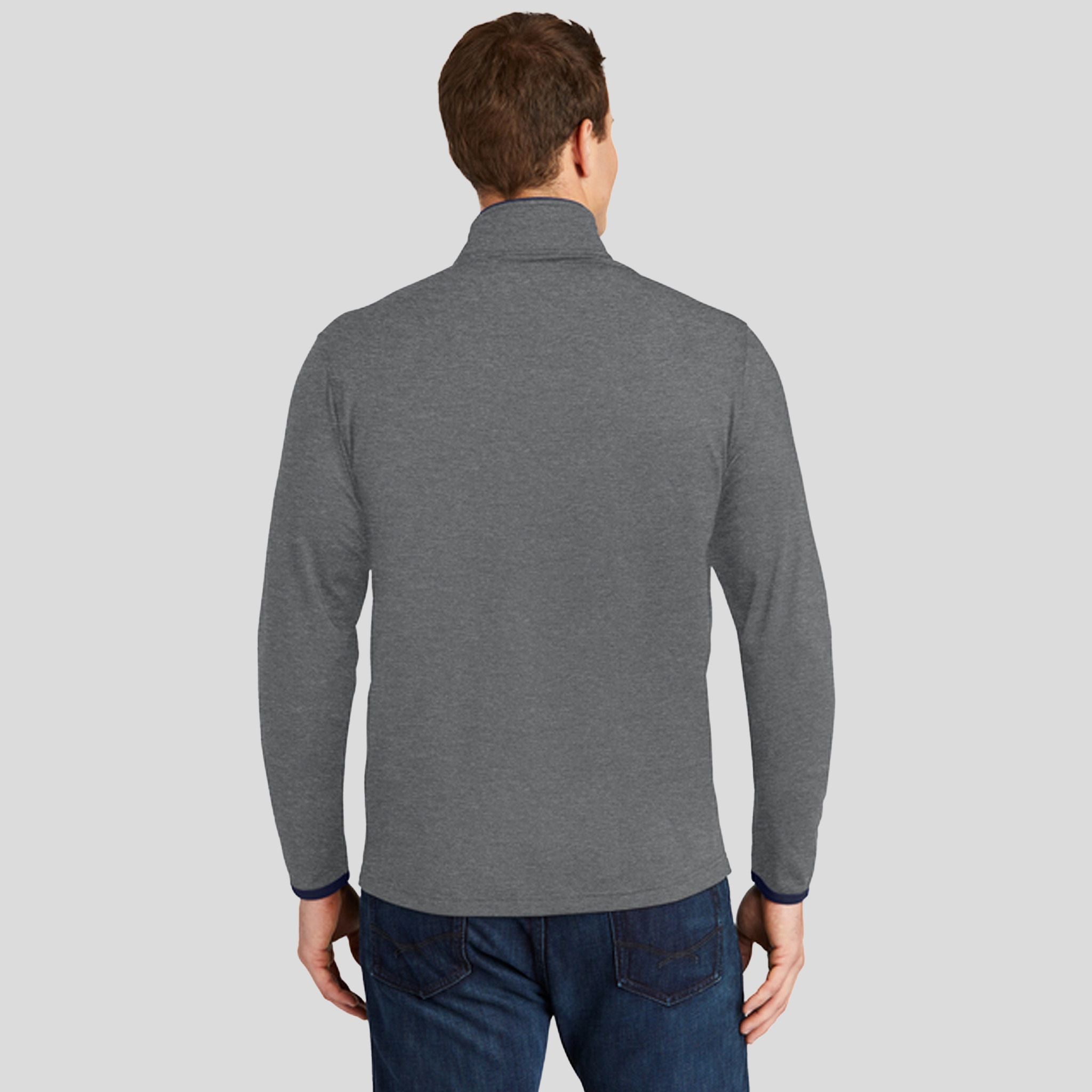 Sport-Wick® Stretch Contrast Full-Zip Jacket | Charcoal Grey Heather/True Navy
